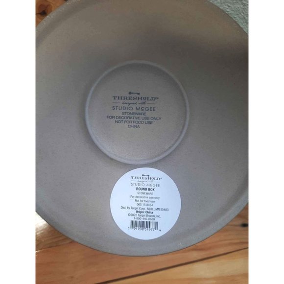 7"x 7" Round Carved Ceramic Box Gray - Threshold designed with Studio McGee - Picture 3 of 3